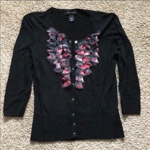 WH/BM Black Ruffle Cardigan